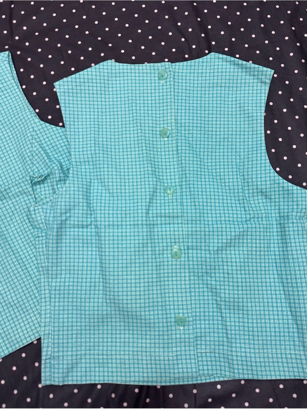 Guess Aqua Plaid Button-Back Tank